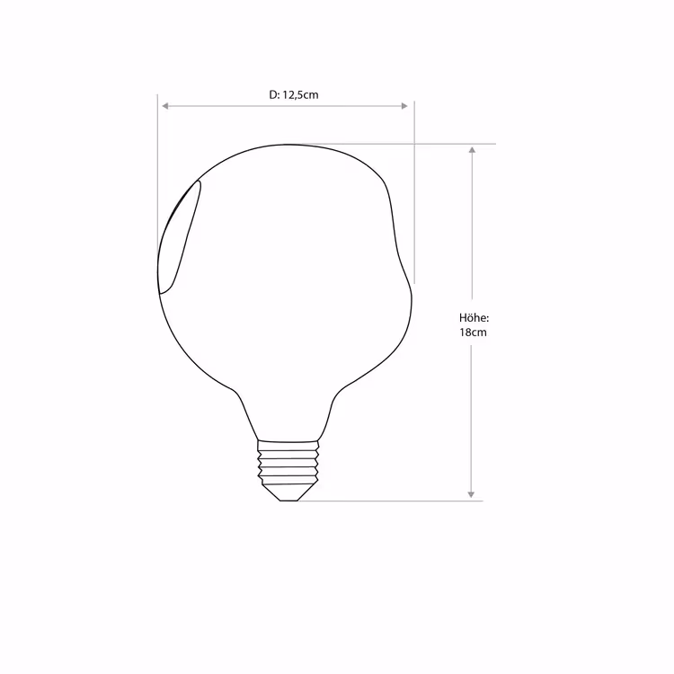 LeuchtNatur E27 LED Designer Glühbirne irregular G125 4 Watt amber getönt 2200K extra warmweiß mundgeblasen dimmbar organische Form
