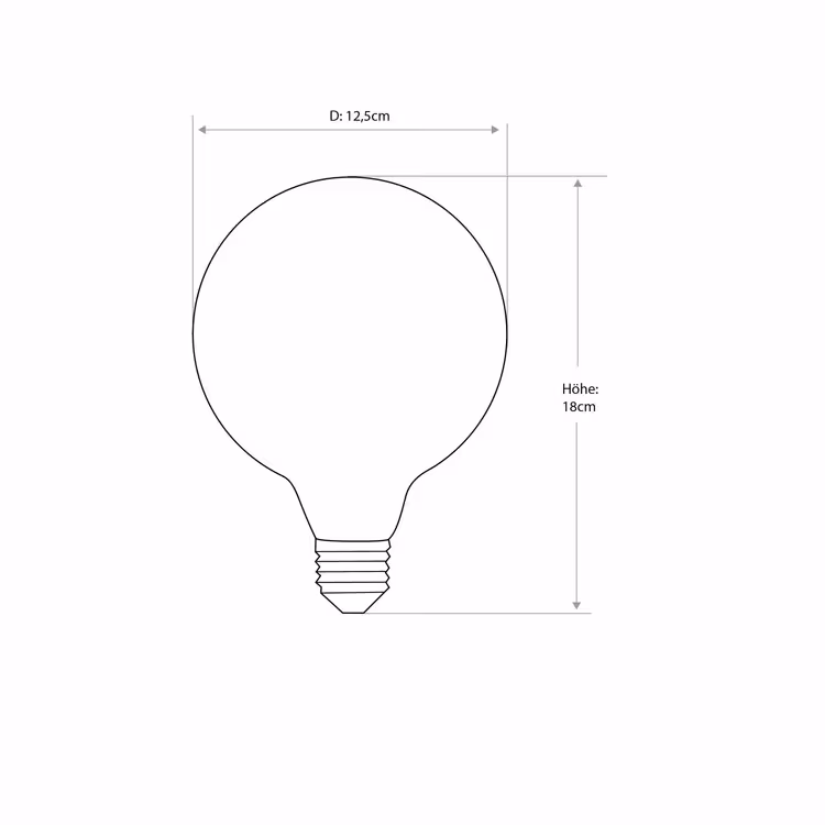 LeuchtNatur E27 LED Filament Glühbirne G125 8 Watt klar warmweiß 2700K energiesparend dimmbar Vintage Retro Design
