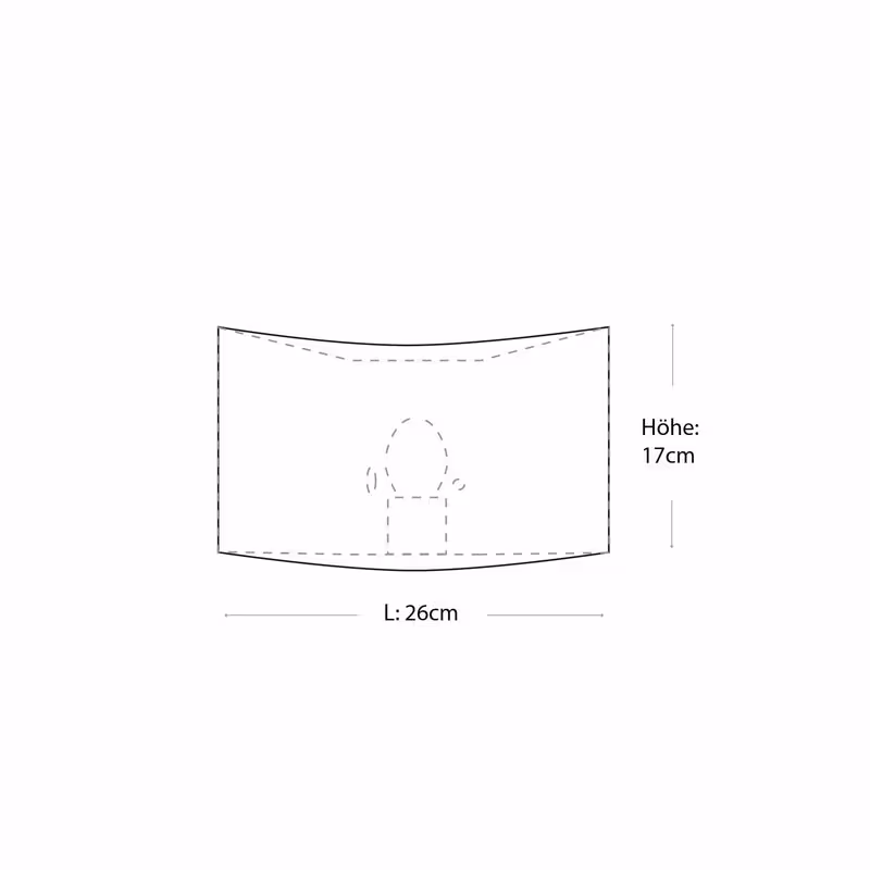 Skizze mit Maßen der Holzfurnier Wandleuchte Cortex Satin Nussbaum von LeuchtNatur