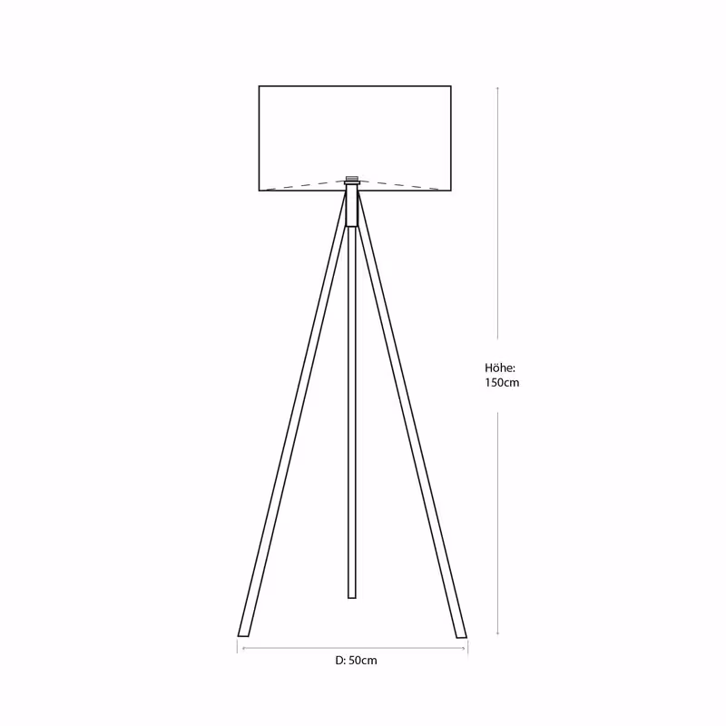 Maße und Abmessungen Stehlampe Ligno Loden grau | Technische Zeichnung | LeuchtNatur