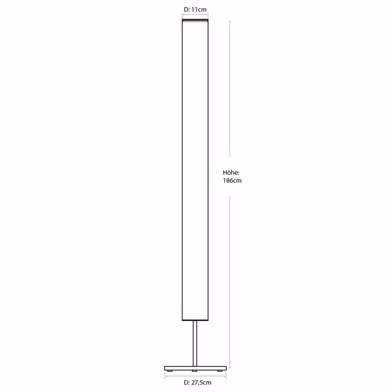 Maße und Abmessungen Stehlampe Columna Eiche mit Stab | Technische Zeichnung | LeuchtNatur
