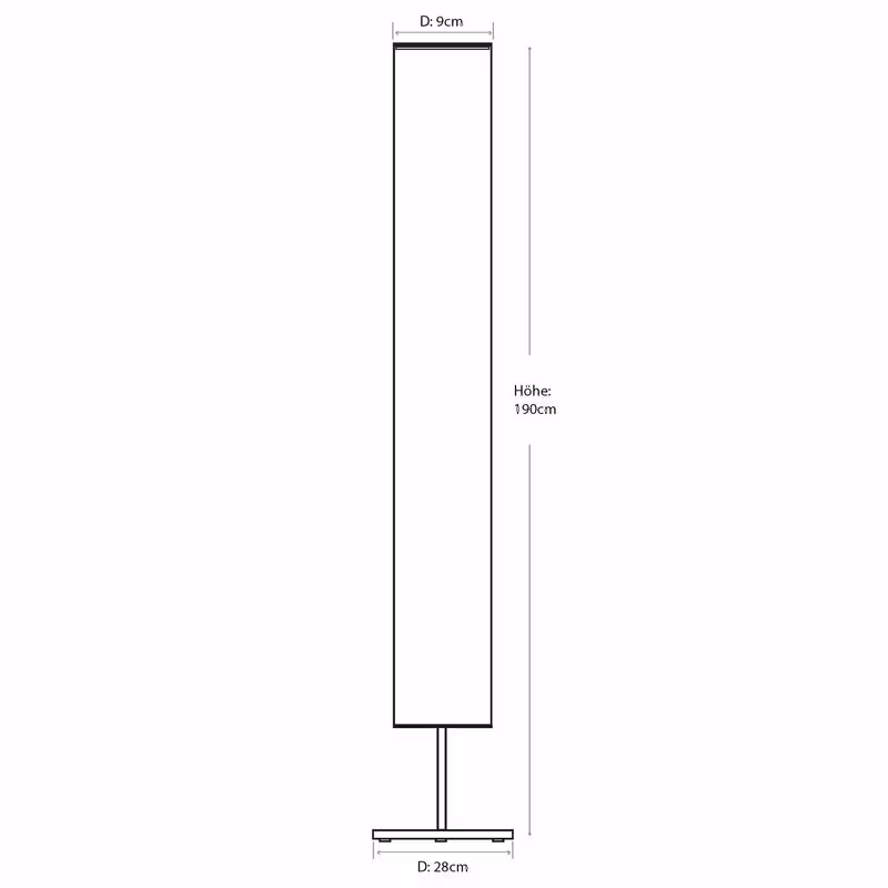 Maße und Abmessungen Stehlampe Gracia Pappel Maser | Technische Zeichnung | LeuchtNatur

