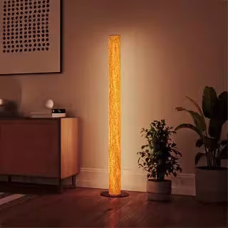 Columna Designer Stehlampe - minimalistische Holz-Lichtsäule mit strukturierter Oberfläche aus natürlichem Material