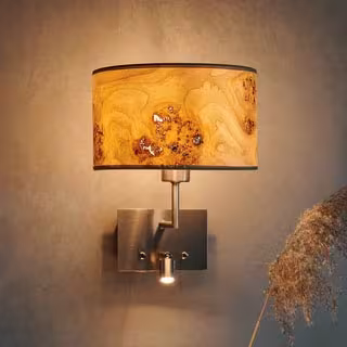 Cortexa Tischlampe mit Holzfuß und Kork-Lampenschirm - Designer Nachttischlampe aus natürlichen Materialien