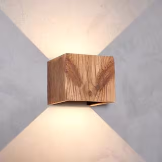 Cubus Wandleuchte aus Massivholz - kubisches Design mit Up & Down Licht für moderne Wandbeleuchtung