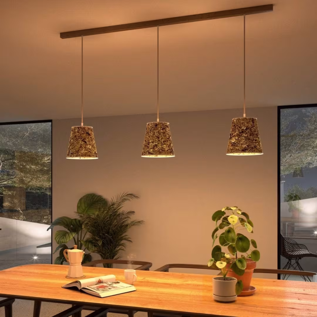 „Natur Pendelleuchte Konus 3er Set aus Kornblume von LeuchtNatur, handgefertigt, umweltfreundlich, Premium.“ - das Bild 2