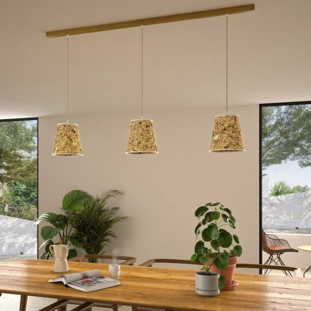 3er Set Natur Pendelleuchten aus Kornblume, handgefertigt, umweltfreundlich, Premium-Qualität von LeuchtNatur. - das Bild 3