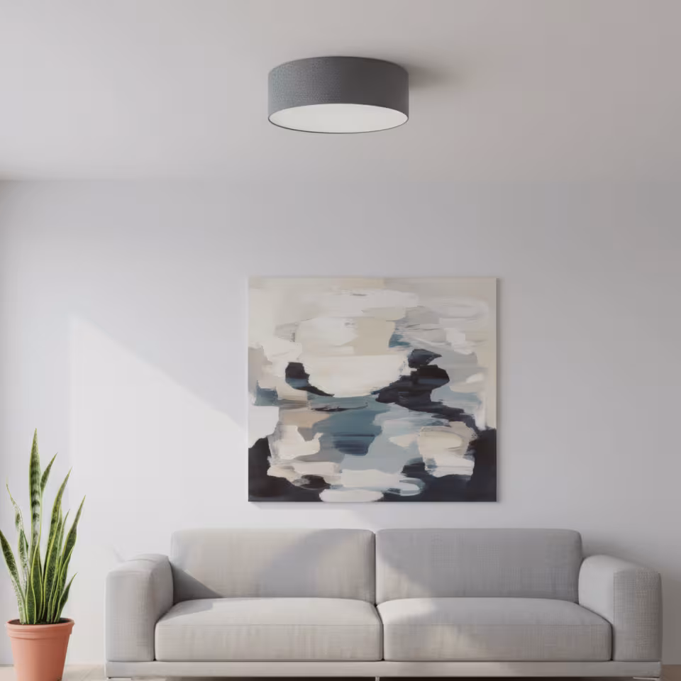 Deckenleuchte Discus von Leuchtnatur: Handgefertigt aus Loden in Anthrazit, umweltfreundlich und stilvoll. - das Bild 1