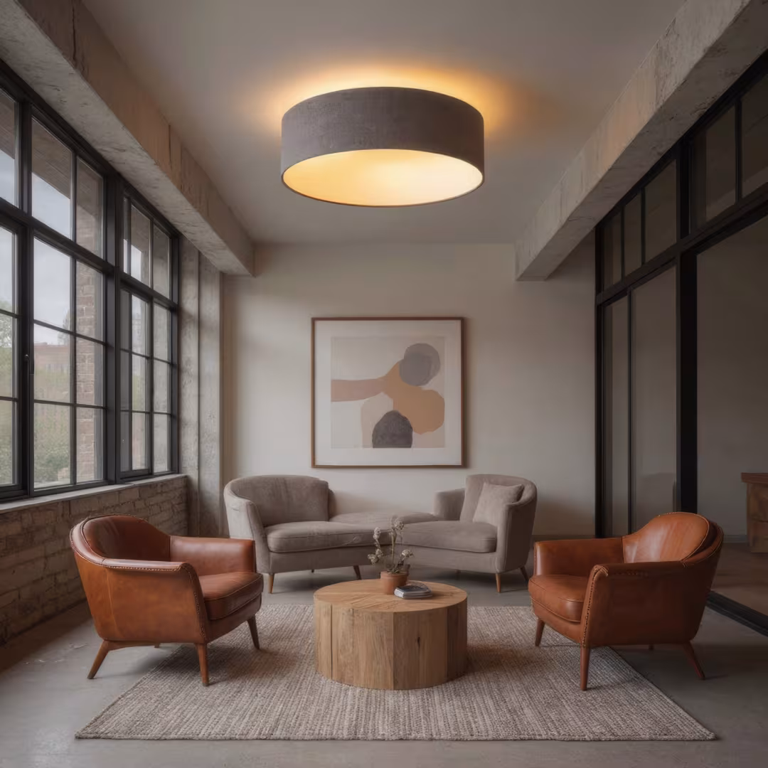 Deckenleuchte Discus von Leuchtnatur: Handgefertigt aus Loden in Grau, nachhaltig & stilvoll für Ihr Zuhause. - das Bild 2