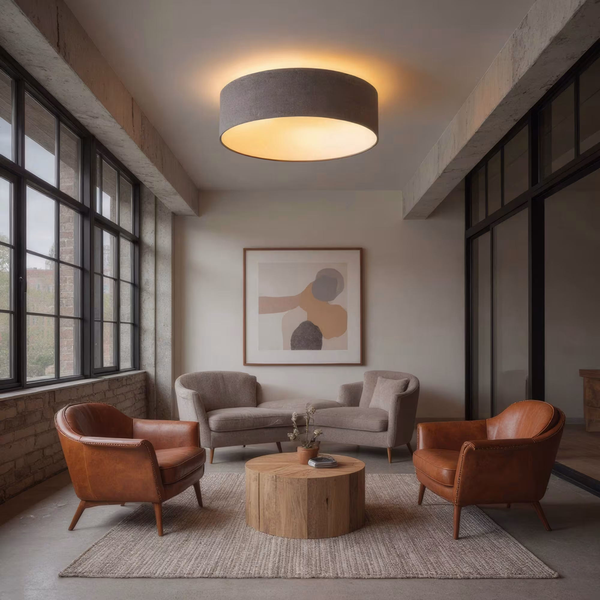 Deckenleuchte Discus von Leuchtnatur: Handgefertigt aus Loden in Grau, nachhaltig & stilvoll für Ihr Zuhause. - das Bild 2