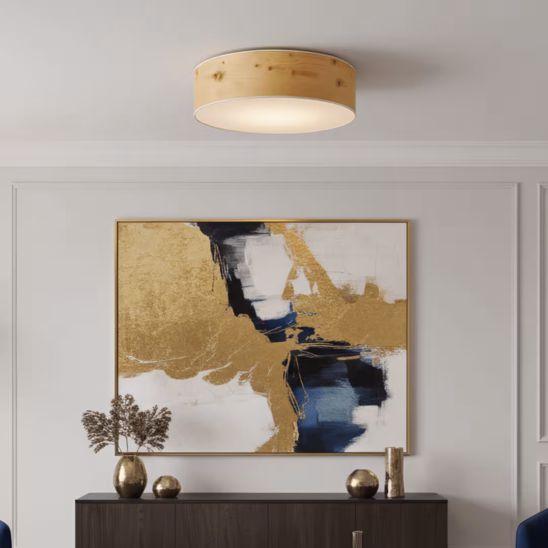 Handgefertigte Holz Deckenleuchte Discus aus Zirbe von LeuchtNatur, umweltfreundlich, Premium-Qualität. - das Bild 1