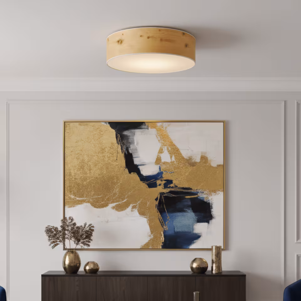 Handgefertigte Holz Deckenleuchte Discus aus Zirbe von LeuchtNatur, umweltfreundlich, Premium-Qualität. - das Bild 1