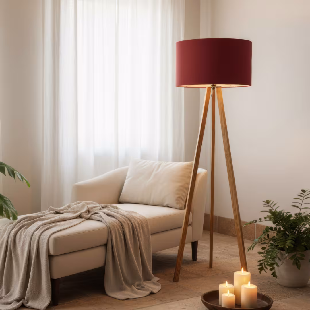 Handgefertigte Ligno Holz Stehlampe in Loden rot, umweltfreundlich, Premium-Qualität, 5 Jahre Garantie. - das Bild 2