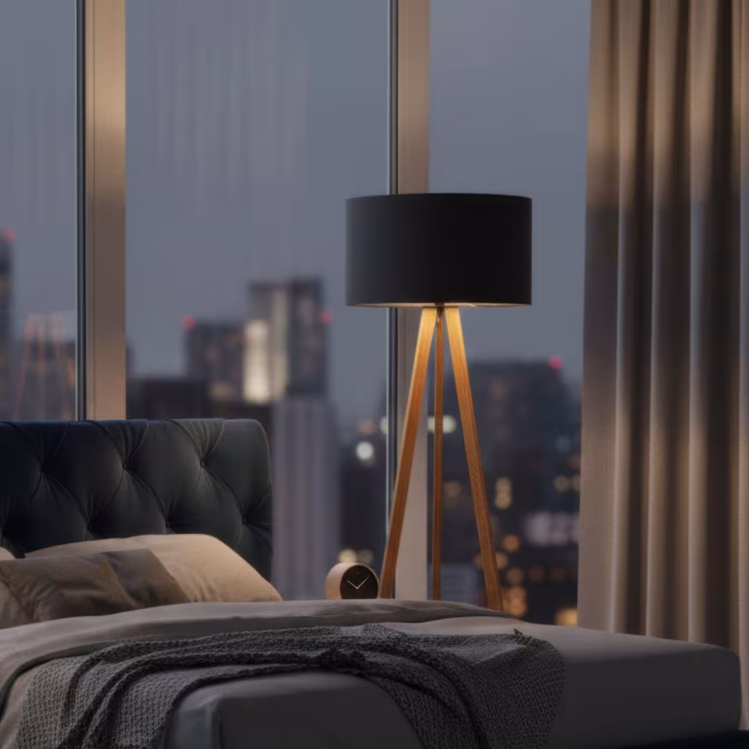 Ligno Holz Stehlampe in Loden anthrazit, handgefertigt aus Naturmaterialien, umweltfreundlich, Premium-Qualität. - das Bild 1