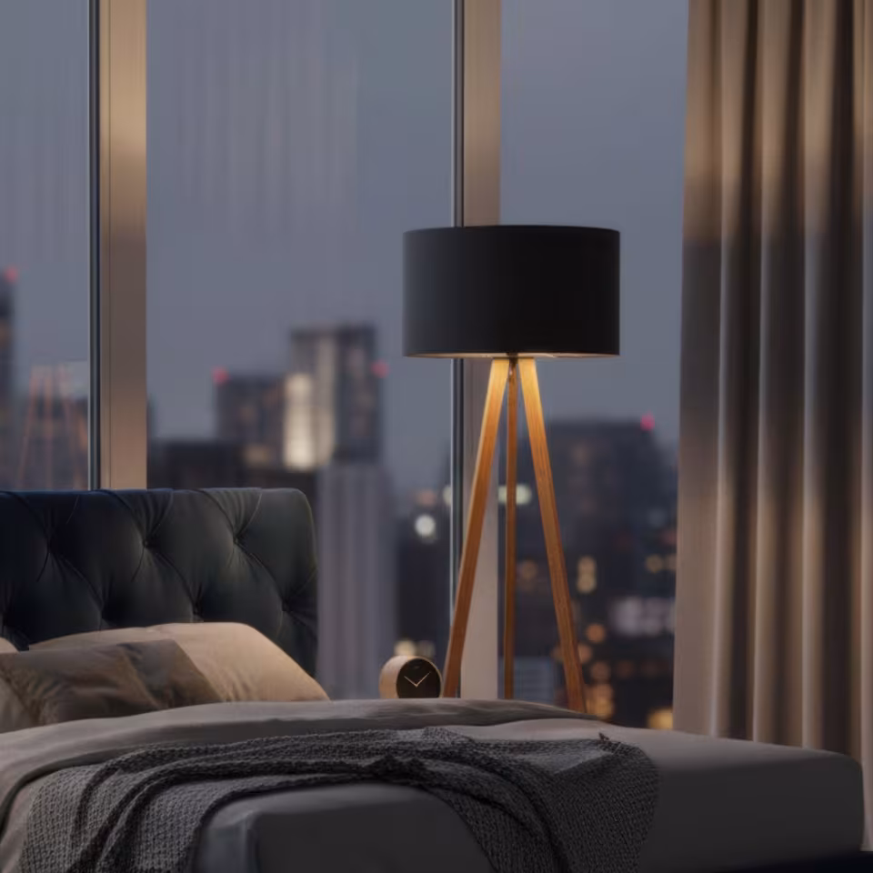 Ligno Holz Stehlampe in Loden anthrazit, handgefertigt aus Naturmaterialien, umweltfreundlich, Premium-Qualität. - das Bild 1