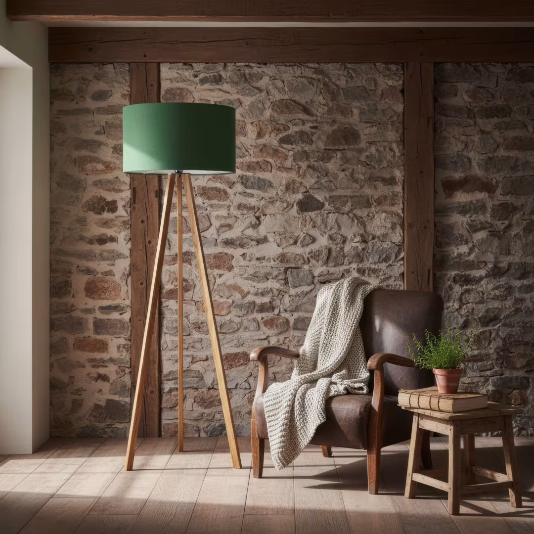 Ligno Holz Stehlampe von LeuchtNatur in Loden grün, handgefertigt, umweltfreundlich, 5 Jahre Garantie. - das Bild 3