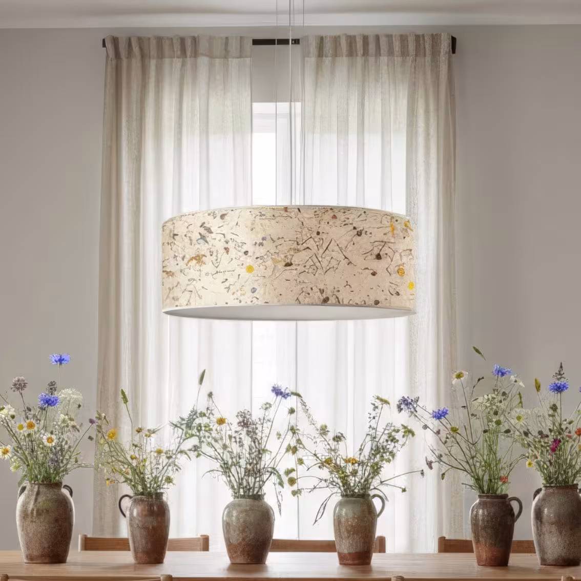 Natur Pendelleuchte Discus aus Heu und Holz, handgefertigt, umweltfreundlich, 5 Jahre Garantie, Premium-Qualität. - das Bild 1