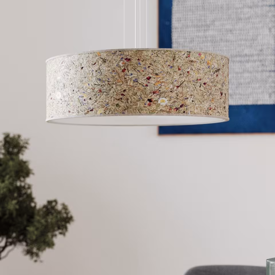 Natur Pendelleuchte Discus aus Almwiese, handgefertigt aus Holz, umweltfreundlich, Premium-Qualität. - das Bild 1