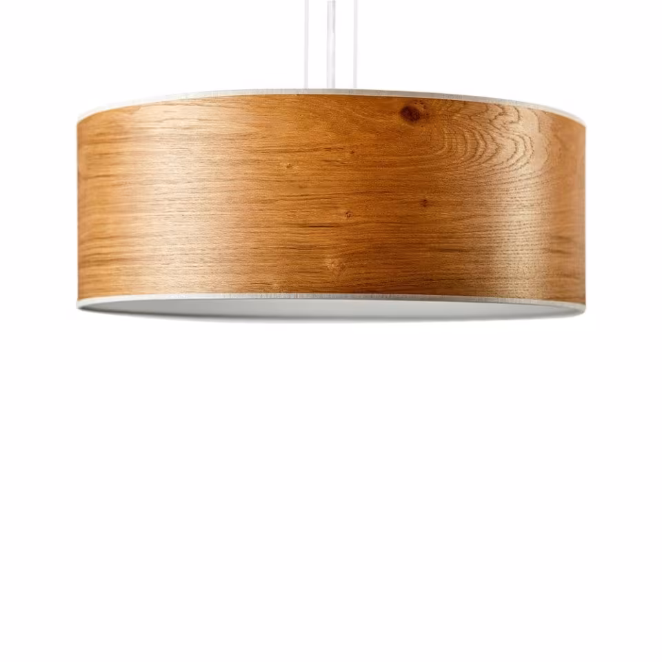 Holz Pendelleuchte Discus aus Eiche von LeuchtNatur, handgefertigt und umweltfreundlich, Premium-Qualität.