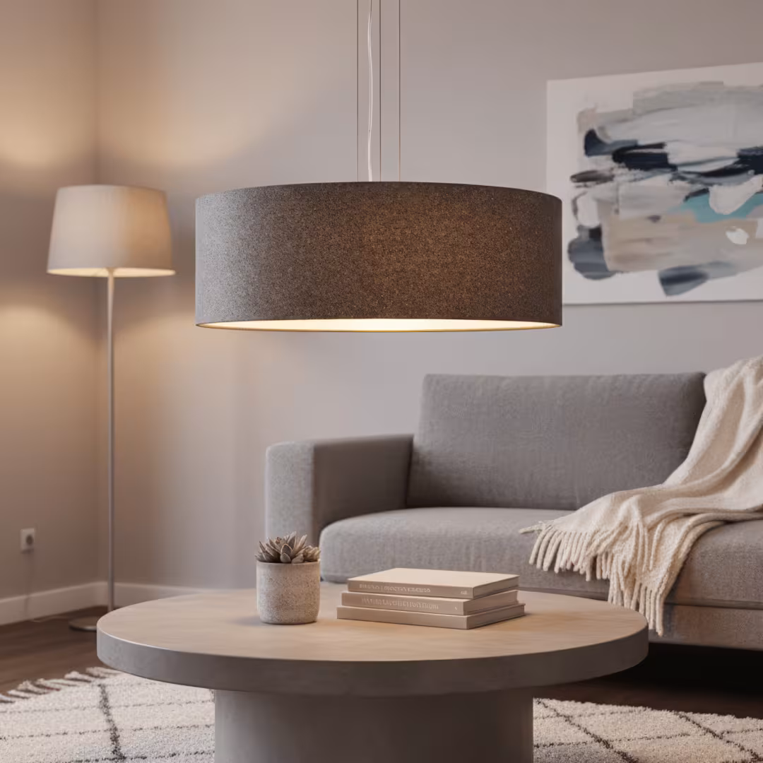 Pendelleuchte Discus aus Loden Anthrazit, handgefertigt aus natürlichen Materialien bei LeuchtNatur kaufen. - das Bild 2