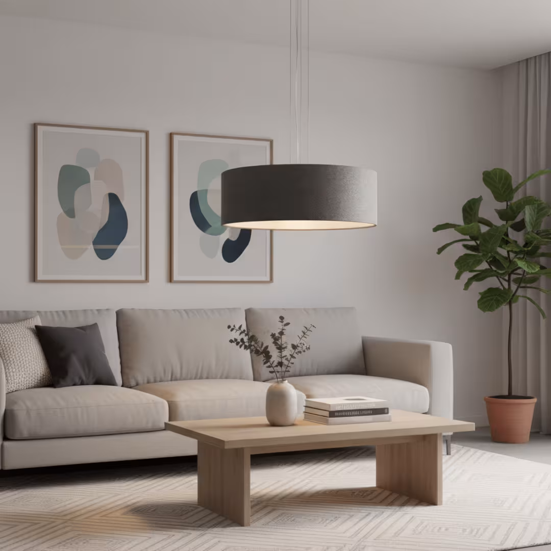 Pendelleuchte Discus in Loden grau von LeuchtNatur, handgefertigt aus natürlichen Materialien, umweltfreundlich. - das Bild 1