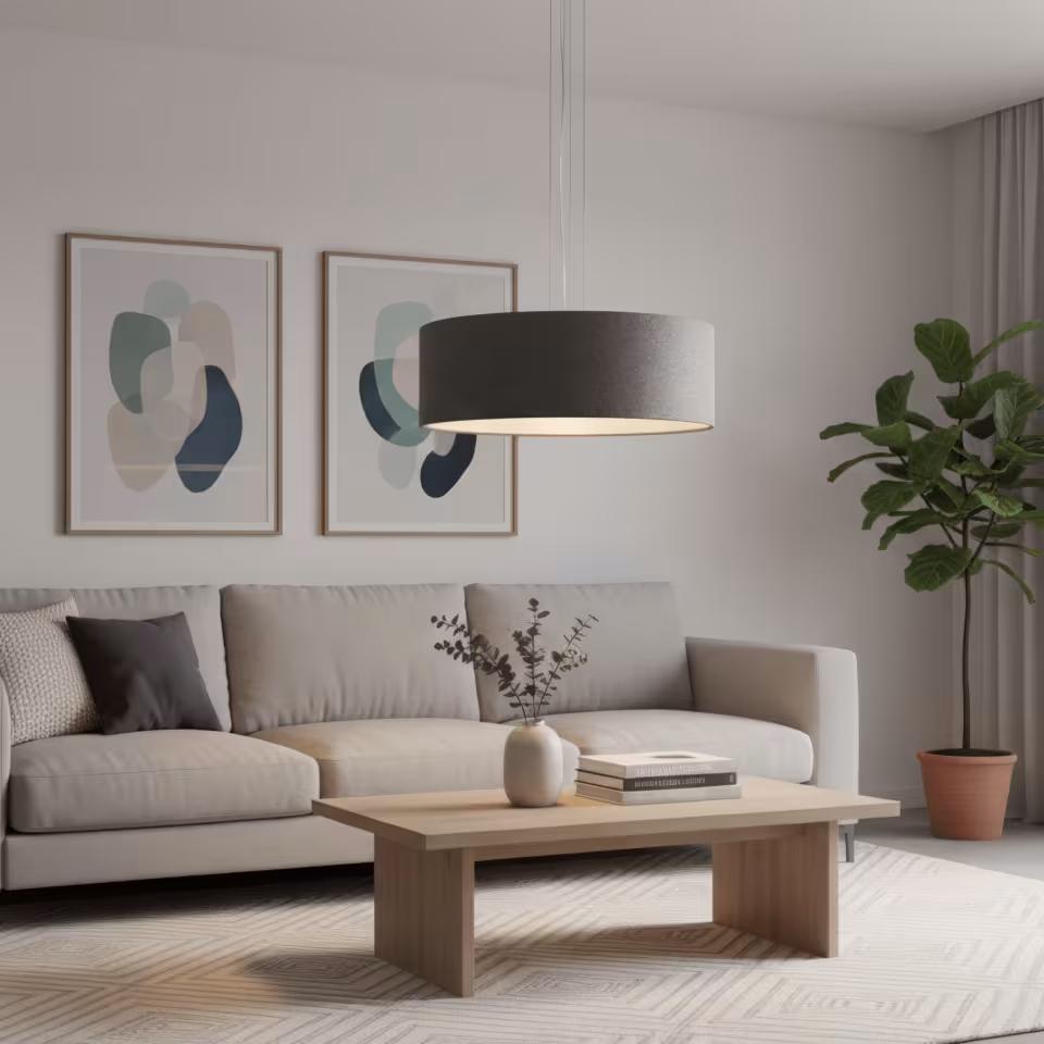 Pendelleuchte Discus in Loden grau von LeuchtNatur, handgefertigt aus natürlichen Materialien, umweltfreundlich. - das Bild 1