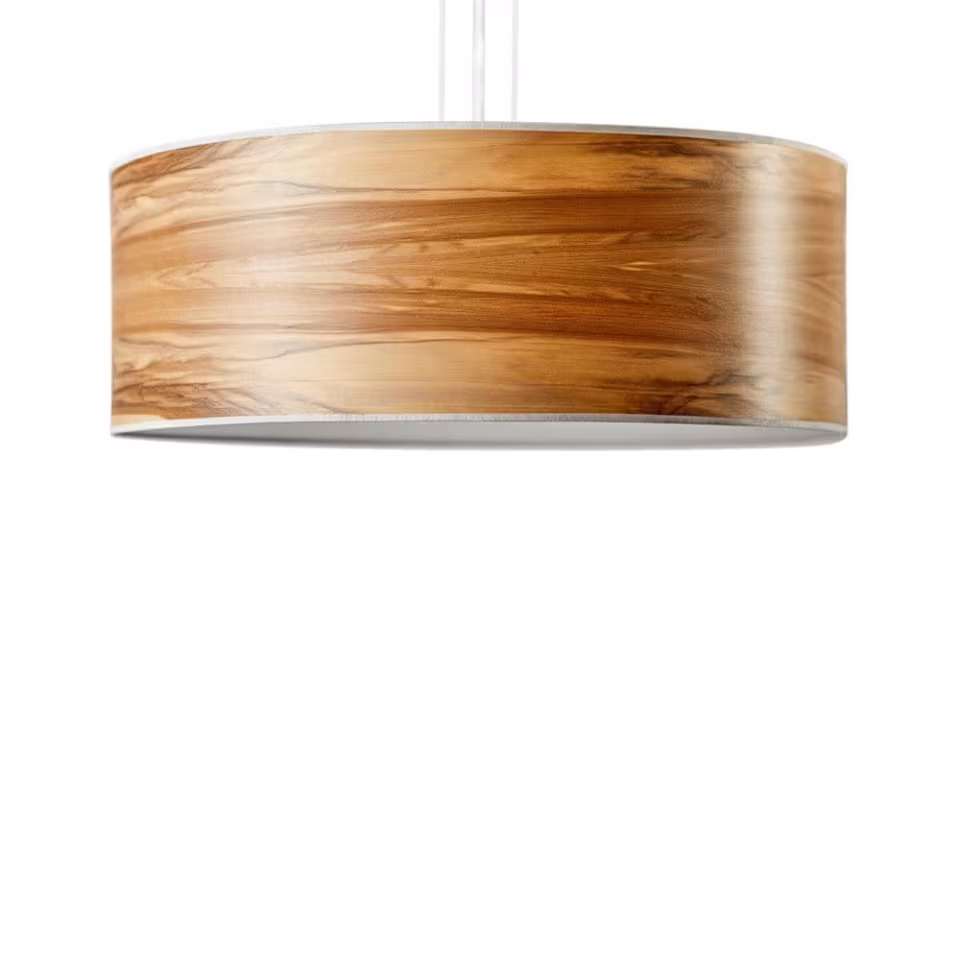 Handgefertigte Holz-Pendelleuchte Discus in Nussbaum von Leuchtnatur, umweltfreundliches Design für Ihr Zuhause.