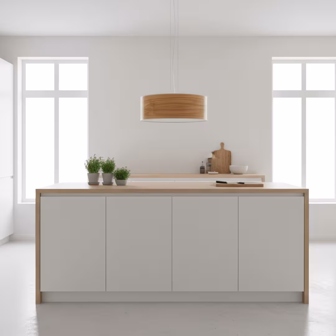 Handgemachte Kernbuche Pendelleuchte Discus von LeuchtNatur - umweltfreundliches Design für elegantes Ambiente. - das Bild 2