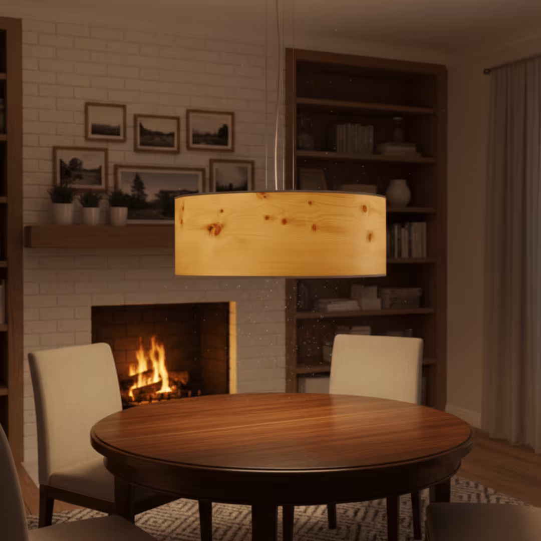 Holz Pendelleuchte Discus aus Zirbe von LeuchtNatur, handgemacht, umweltfreundlich, Premium-Qualität, 5 Jahre Garantie. - das Bild 1