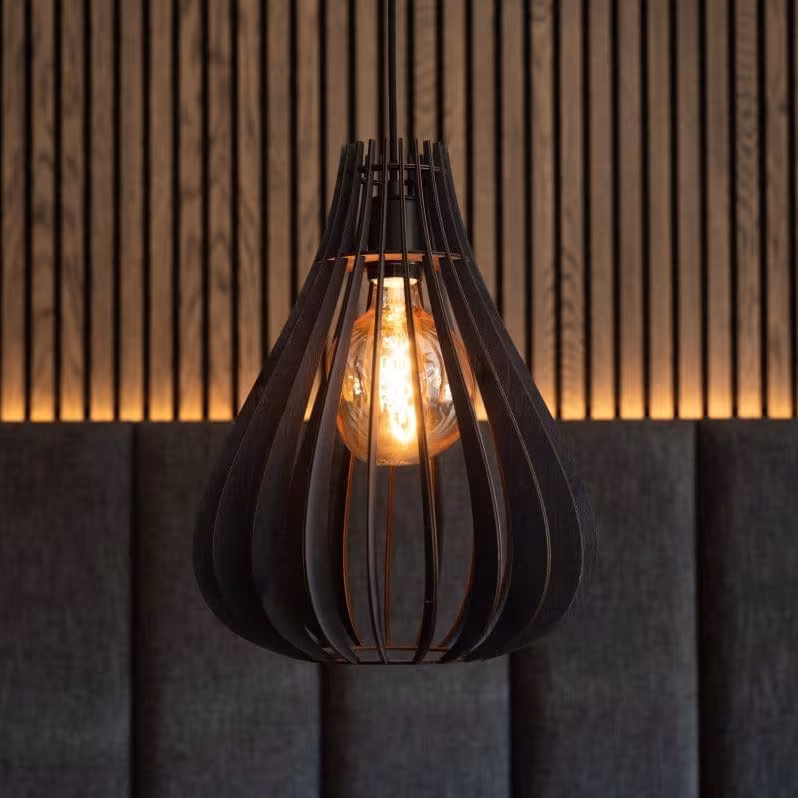 Holz Pendelleuchte Conny aus natürlichen Materialien, handgemacht, umweltfreundlich, 5 Jahre Garantie. - das Bild 4