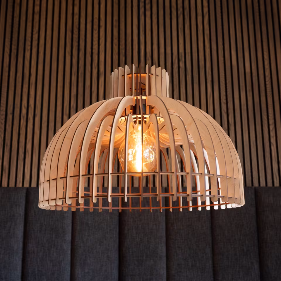 Handgefertigte Holz Pendelleuchte Bella von LeuchtNatur, umweltfreundlich, aus natürlichen Materialien. - das Bild 1