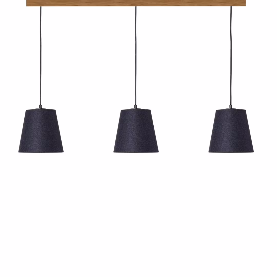 „Natur Pendelleuchte Konus 3er Set, handgefertigt aus Loden anthrazit, umweltfreundlich von LeuchtNatur.“ - das Bild 1