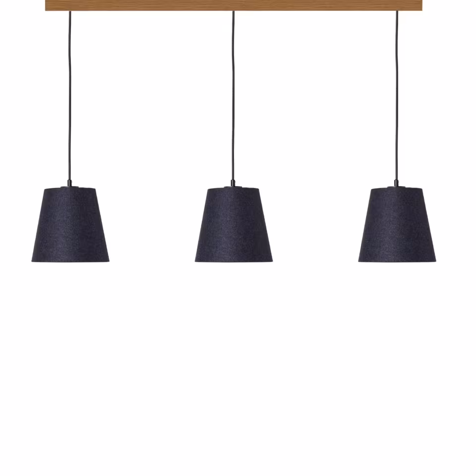 „Natur Pendelleuchte Konus 3er Set, handgefertigt aus Loden anthrazit, umweltfreundlich von LeuchtNatur.“ - das Bild 1