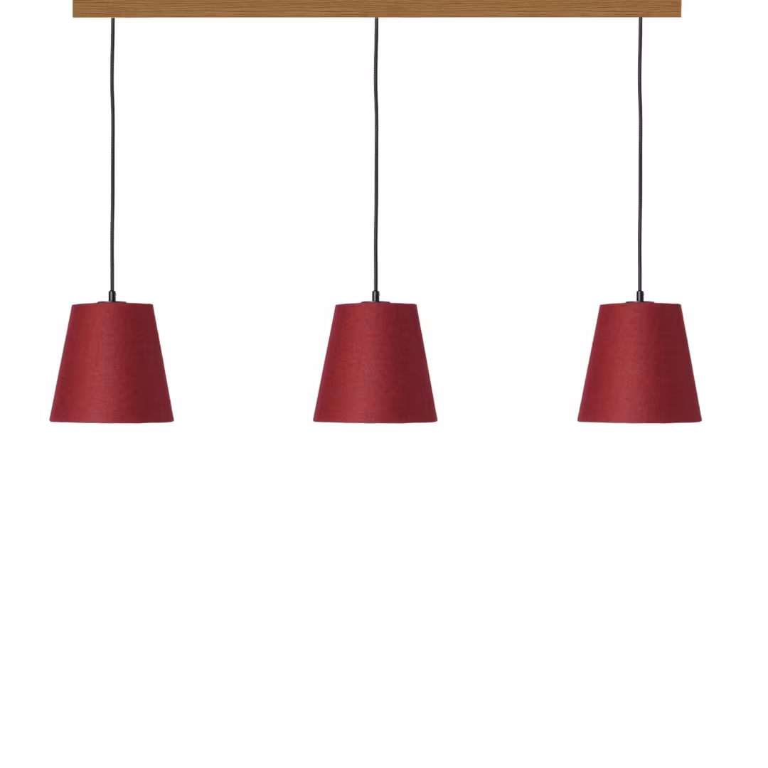 Handgefertigte Natur-Pendelleuchte Konus 3er Set in Rot, umweltfreundlich, aus Loden von LeuchtNatur. - das Bild 1