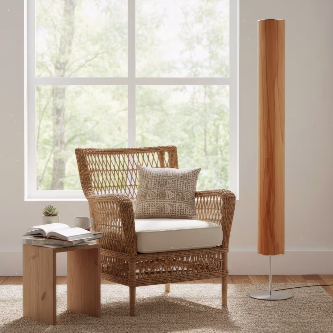 Holzfurnier Stehlampe Arbor aus Kernbuche, handgefertigt, umweltfreundlich, elegantes Design für stilvolle Räume. - das Bild 2