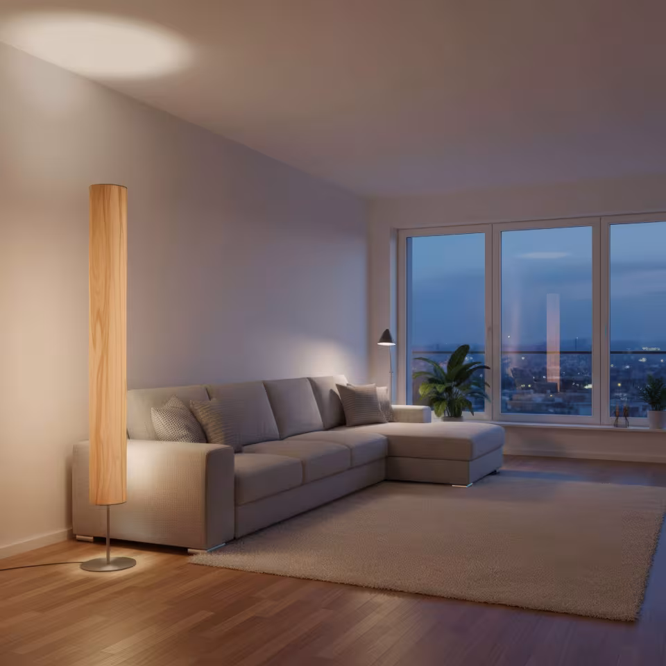 Handgefertigte Holzfurnier Stehlampe Arbor aus Kernbuche, umweltfreundlich, 5 Jahre Garantie, kaufen Sie jetzt. - das Bild 1