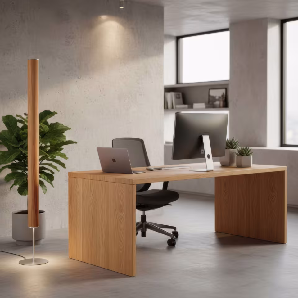 Holzfurnier Stehlampe Columna von LeuchtNatur: Handgefertigt aus Kernbuche, umweltfreundlich, 5 Jahre Garantie. - das Bild 1