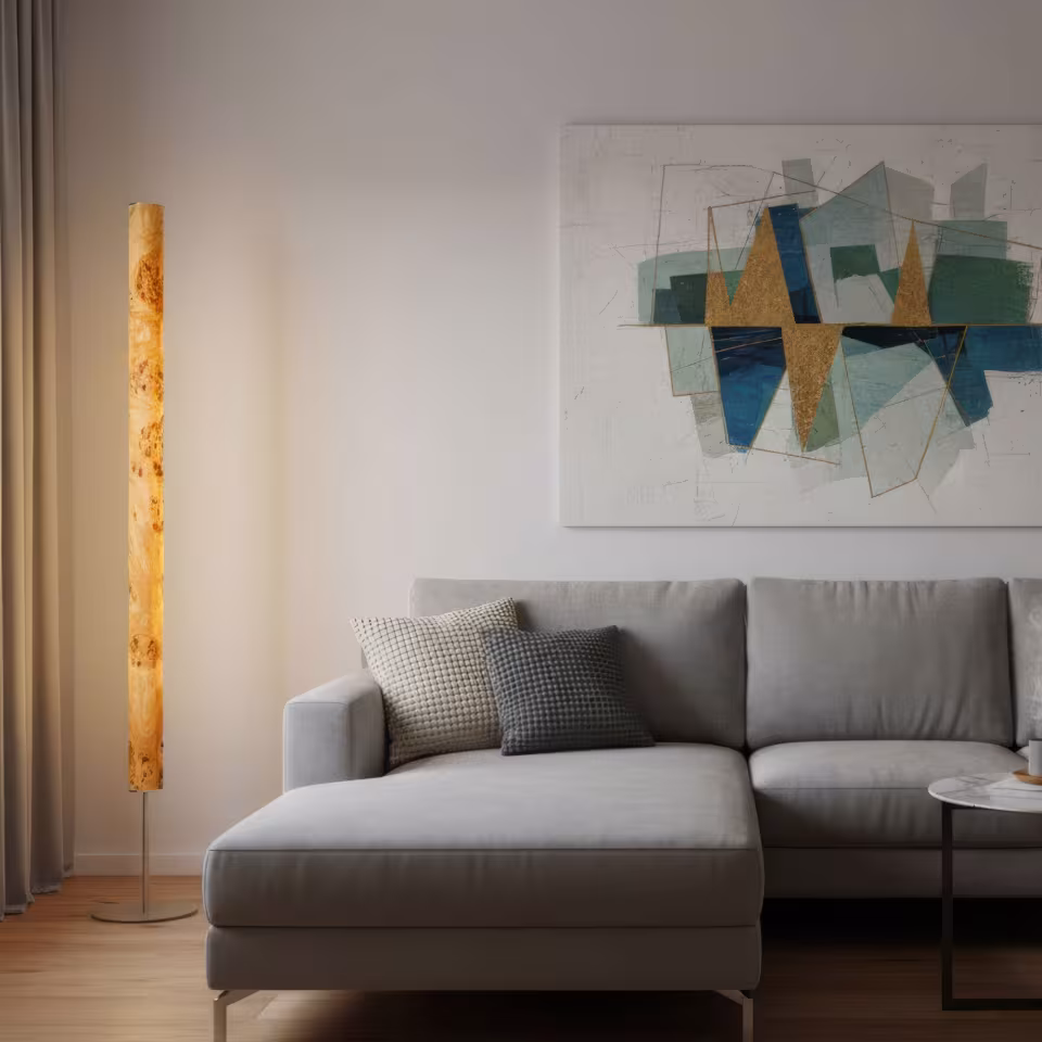 Stehlampe Gracia aus Pappel Maser, handgefertigt, umweltfreundlich, edles Holzdesign, 5 Jahre Garantie. - das Bild 1