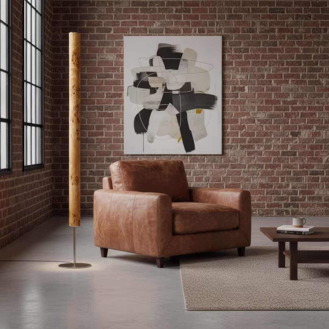 Stehlampe Gracia aus Pappel Maserholz, handgefertigt, umweltfreundlich, 5 Jahre Garantie, Premiumqualität. - das Bild 2