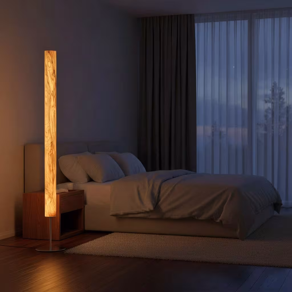 Handgemachte Stehlampe aus Olivesche von LeuchtNatur, Holzfurnier, umweltfreundlich, 5 Jahre Garantie. - das Bild 2