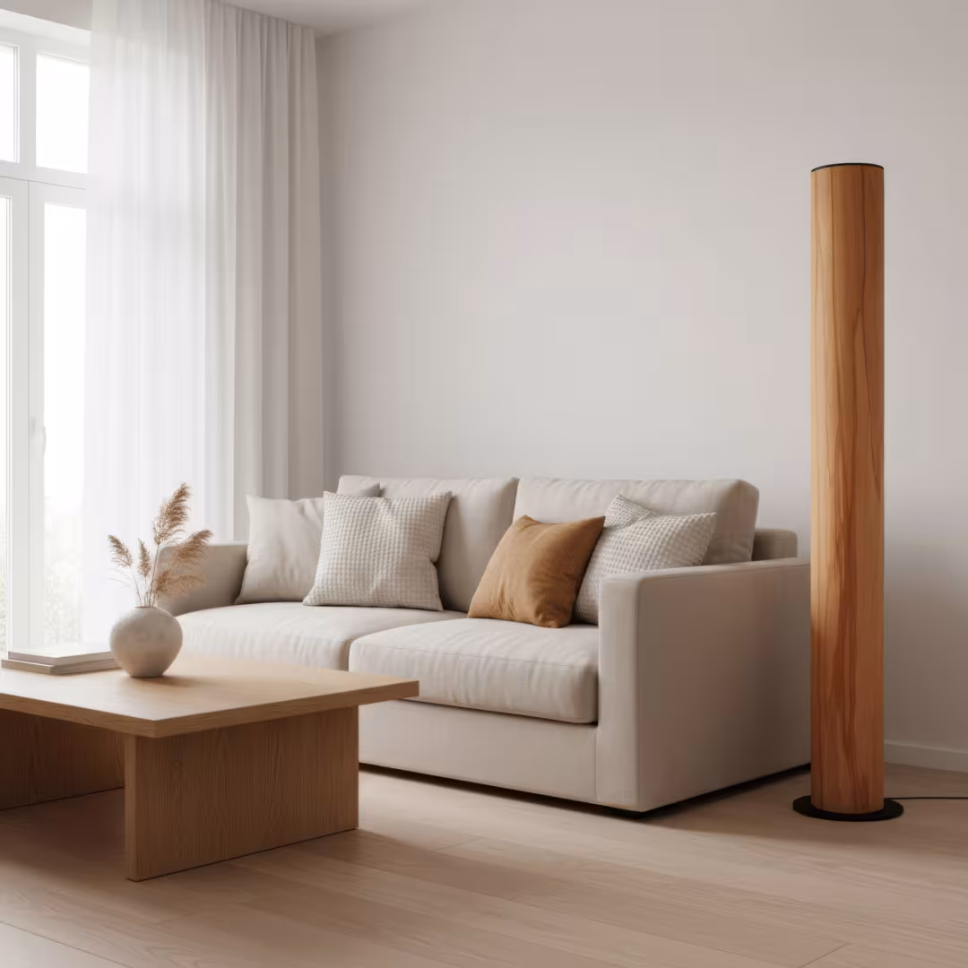 Holzfurnier Stehlampe Lucerna aus Kernbuche, handgefertigt, umweltfreundlich, 5 Jahre Garantie bei LeuchtNatur. - das Bild 2