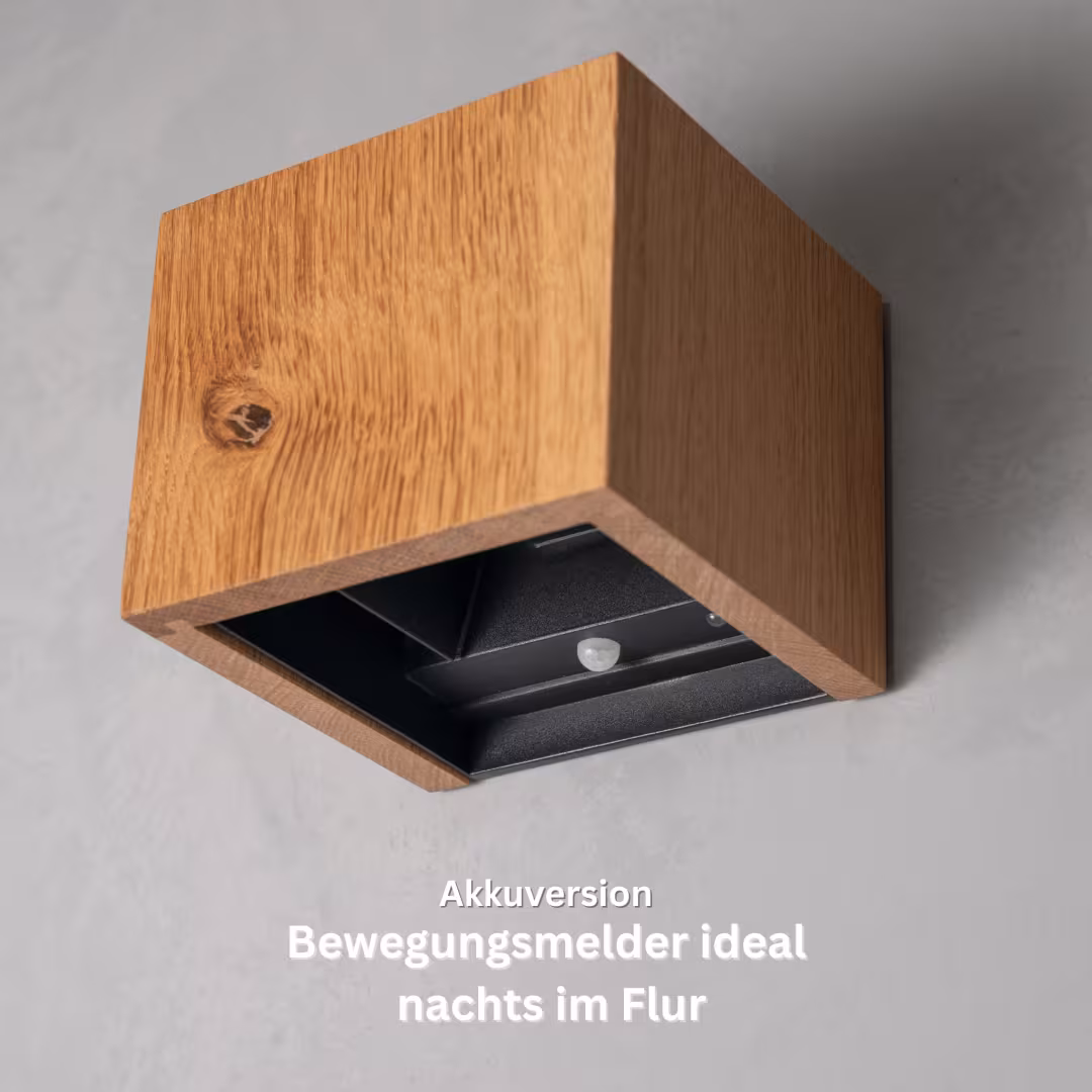 Cubus Holz Wandlampe aus geölter Eiche, handgefertigt, umweltfreundlich, Premium-Qualität, 5 Jahre Garantie. - das Bild 3