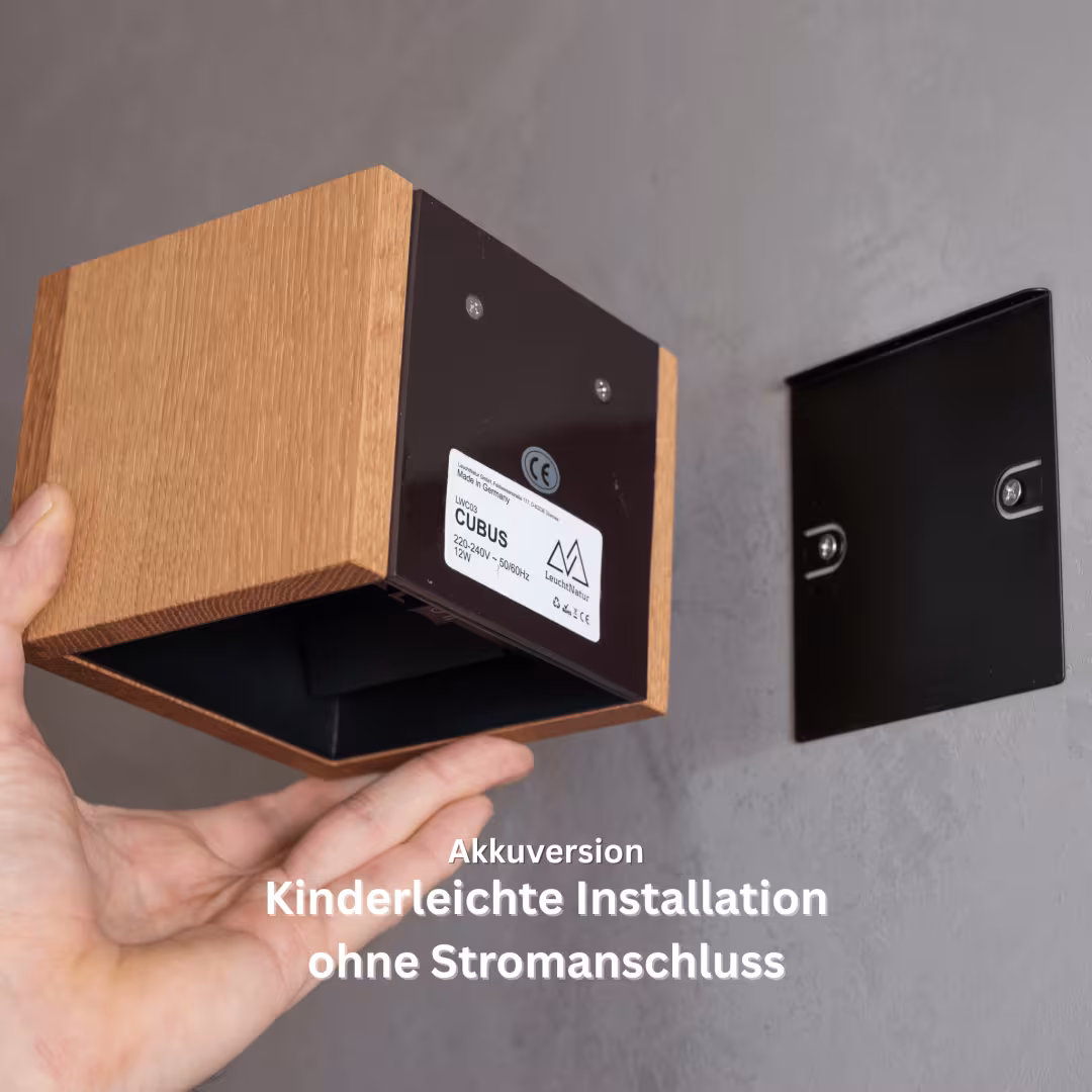 Cubus Holz Wandlampe von LeuchtNatur aus Kernbuche, handgefertigt, umweltfreundlich, Premium-Qualität. - das Bild 2
