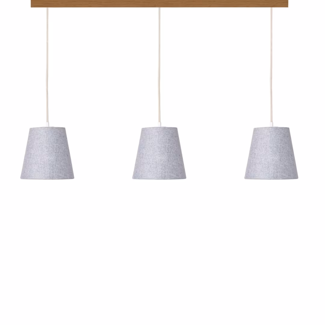 Natur Pendelleuchte Konus 3er Set aus grauem Loden, handgefertigt und umweltfreundlich, Premium-Qualität. - das Bild 3